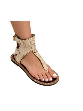Isabel Marant Johanna ivory snake texture flat sandals - Size 7